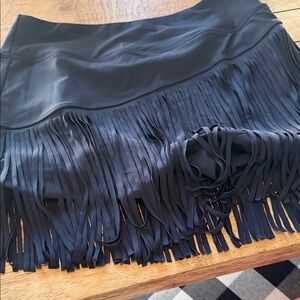 Elegant Black Fringe Mini Skirt